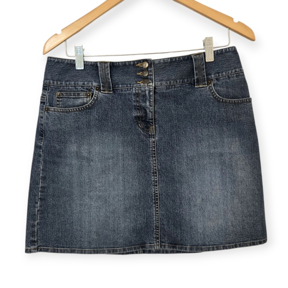 Loft Ann Taylor Dark Blue Denim Mini Skirt Size 10P